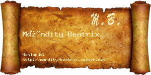 Mándity Beatrix névjegykártya